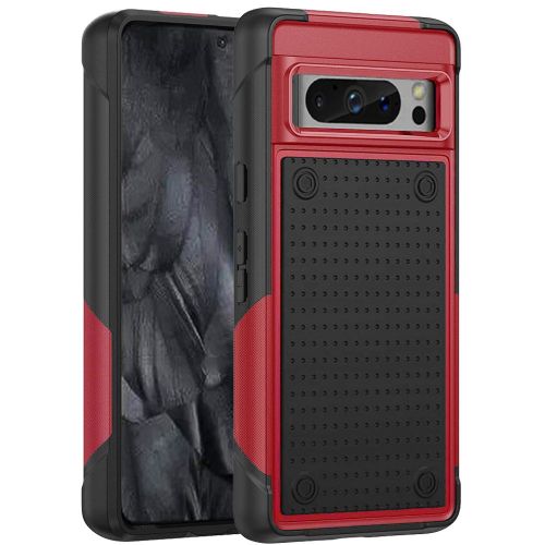 Google Pixel 8 Pro 5G DOT Thick Beautiful Hybrid Case Cover - Black/Red