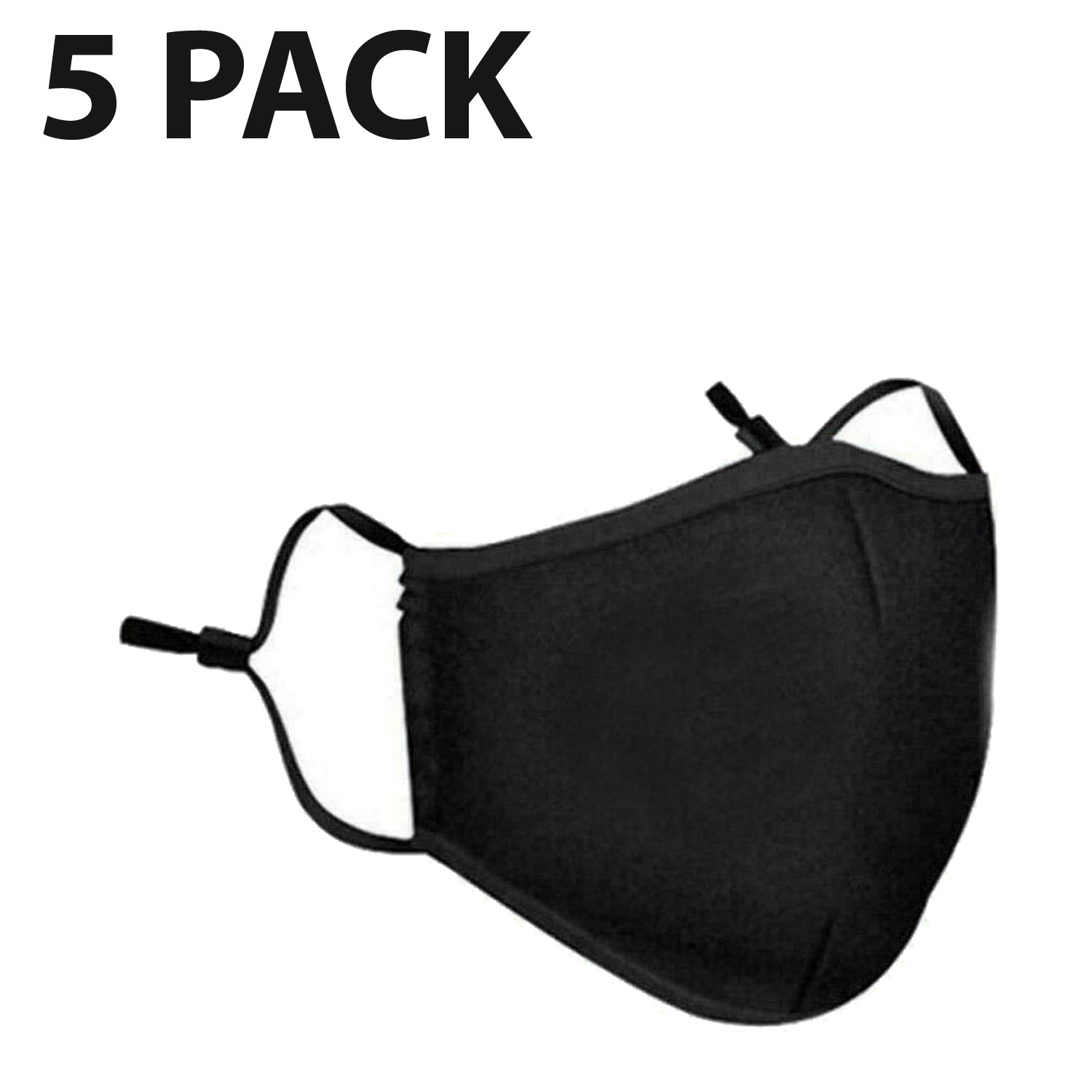 thumbnail 6 - 5 PCS Washable Face Mask Black Reusable Breathable Unisex Double Layer Cotton