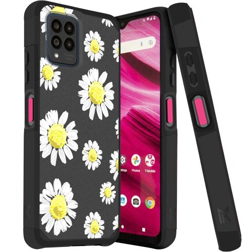 Revvl 6 Pro 5G Tough Strong MetKase Hybrid (Magnet Mount Friendly) Case Cover - Chamomile Flowers