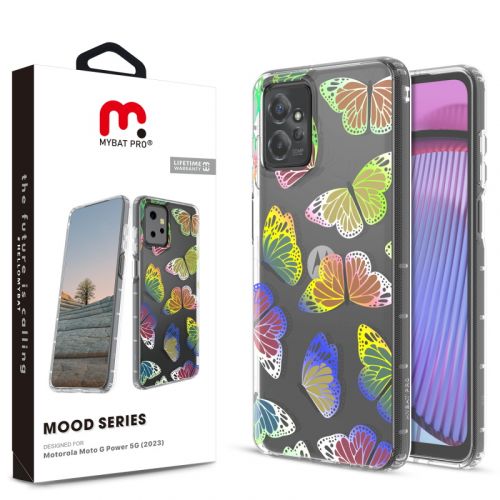 Motorola Moto G Power 5G (2023) Case, Motorola 2023 Moto G Power 5G MyBat Pro Mood Series Case - Neon Butterflies