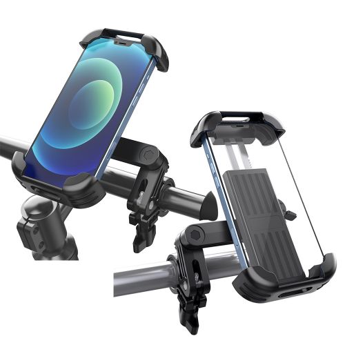 Universal Premium Quality Bicycle Motorola Motorcycle Bike Phone Mount Holder With Ultra Sturdy Grip For Curved Devices Including iPhone Devices - Black