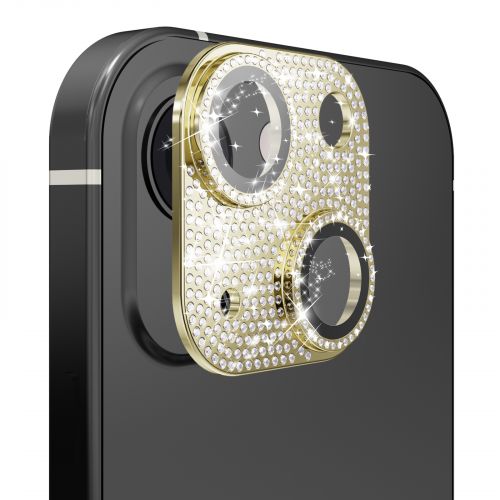 Apple iPhone 15 Diamond Bling Camera Lens Full Tempered Glass - Gold