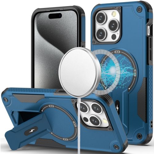 Apple iPhone 15 Pro Max Sturdy Bracket Kickstand Magnetic Hybrid - Blue