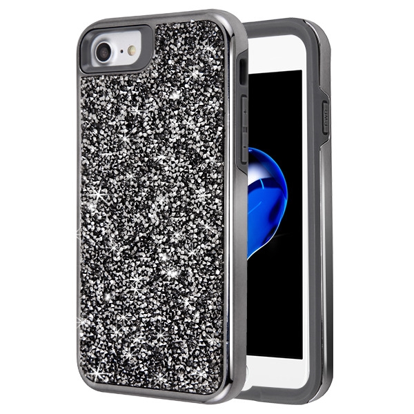 Apple Iphone 6s Case Electroplated Gun Metal Iron Gray Hybrid Case Cover With Mini Crystals Rhinestones Desire Cellphonecases Com