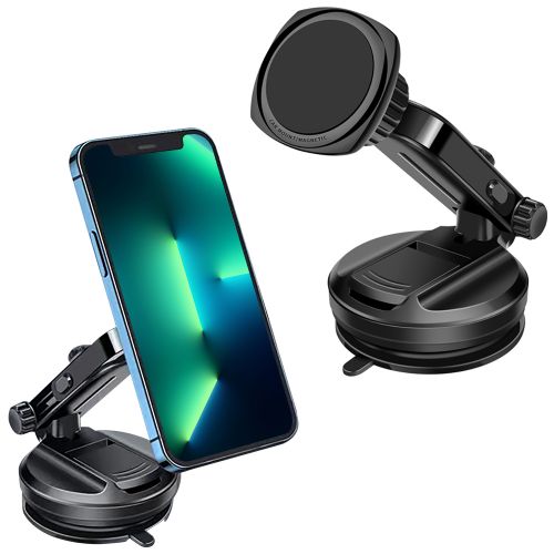 Universal Magnetic Dashboard And Windshield Hands-free Car Mount Phone Holder With Telescopic Extension Arm, 360 Rotation And Quick Lock And Release