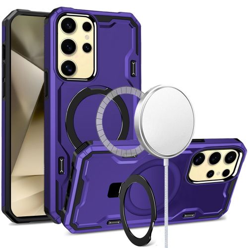 Samsung Galaxy s24 Plus Magnetic Ring Stand Simplistic Tough Hybrid Case Cover - Dark Purple