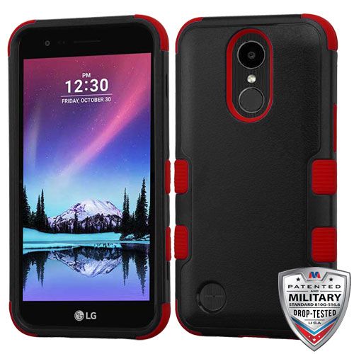 LG V5 Case, Natural Black Red TUFF Hybrid Case Cover [Military-Grade Certified]