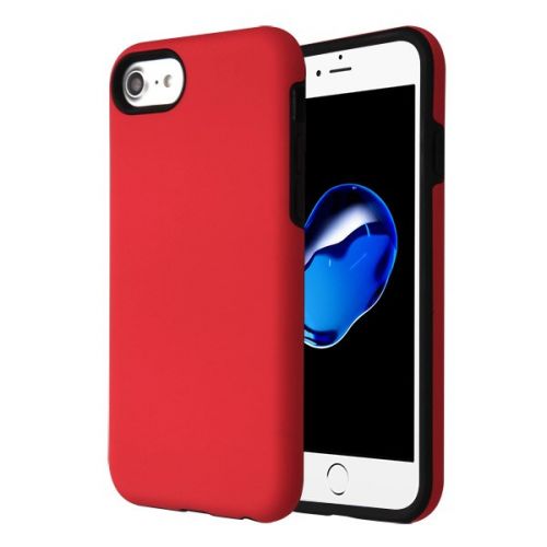 Apple iPhone SE 2022 Case, Rubberized Red/Black Fuse Hybrid Case Cover