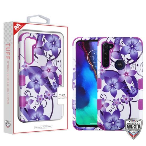 Motorola Moto G Power 2020 Case, Purple Hibiscus Electric Purple TUFF Hybrid Case [Military-Grade Certified]