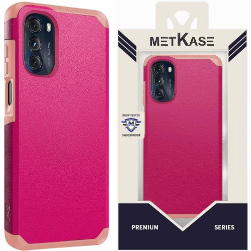 Motorola Moto G 5G (2022) METKASE (Original Series) Tough Strong Shockproof Hybrid in Slide-Out Package - Hot Pink / Light Pink