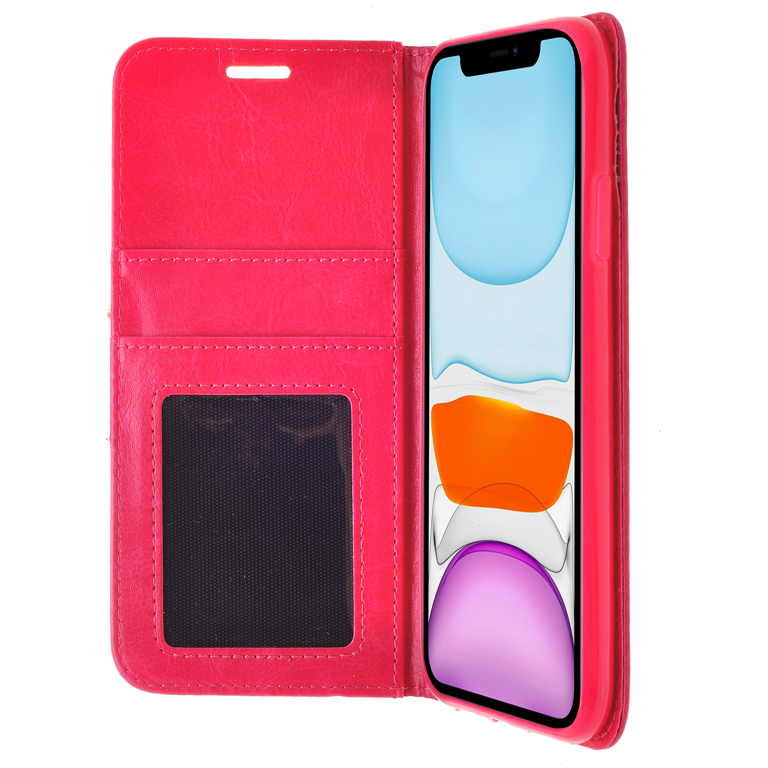 Apple Iphone 11 Wallet Wallet Case Magnetic Flap Closure With Credit Card And Id Holder Pink Leather Cellphonecases Com