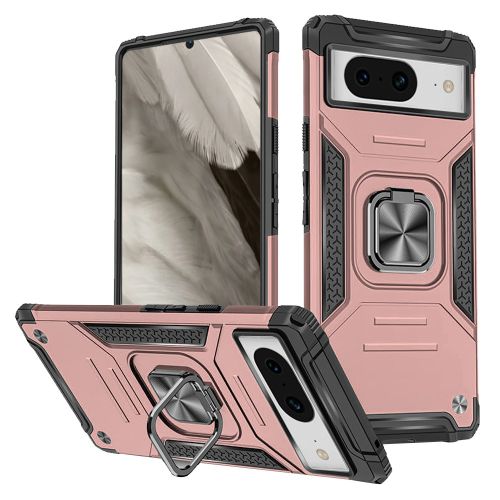 Google Pixel 8 5G Robust Magnetic Kickstand Hybrid Case Cover - Rose Gold