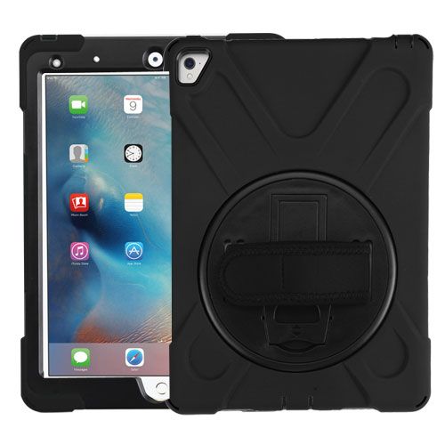 Apple iPad Air Case, Black/Black Rotatable Stand Case Cover (with Wristband)