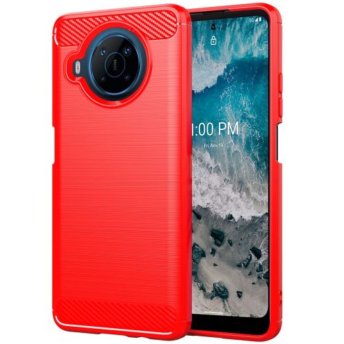 Nokia X100 - Carbon Fiber Design TPU Gel Skin Case Cover - Red