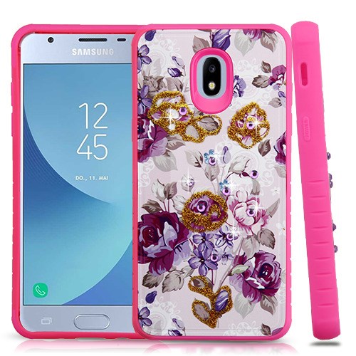 Samsung Galaxy J3 Achieve Case, Violet/Hot Pink Diamante Hybrid Case ...