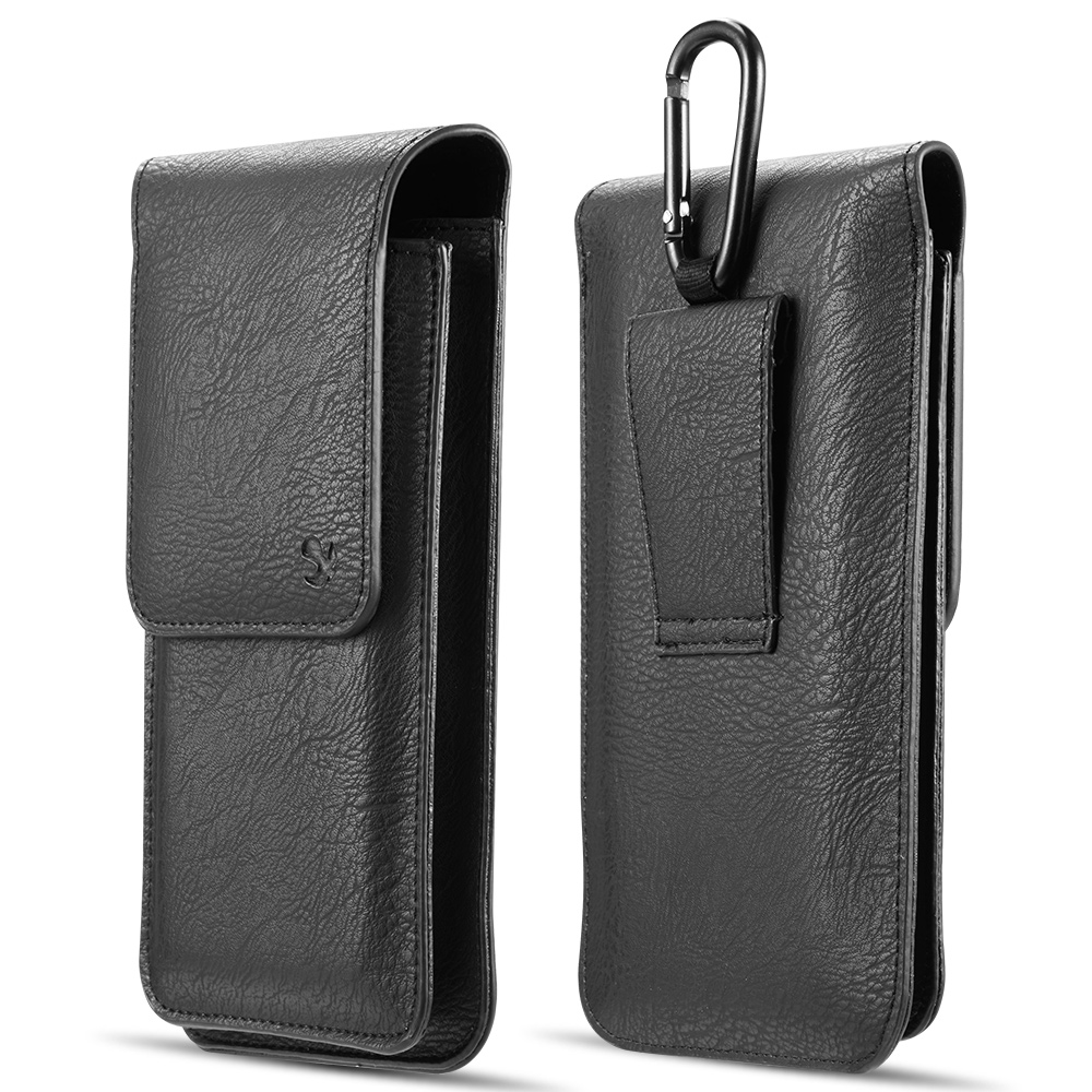 Luxmo Leather Belt Clip Pouch Holster Phone Holder Black Vertical