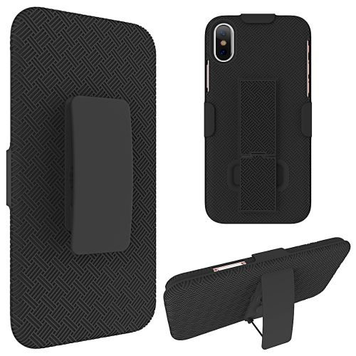 Apple iPhone X Case, Snap On Case Skew Pc With Holster Combo Black