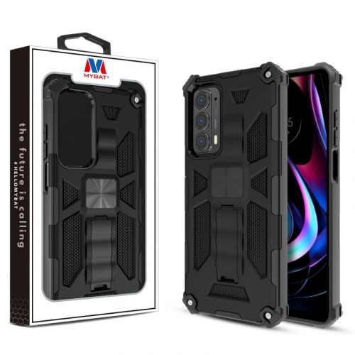 Motorola Moto Edge 5G UW - MyBat Sturdy Hybrid Case Cover (with Stand)   Black / Black