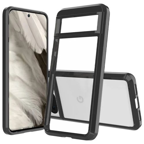Google Pixel 8 5G Clear Transparent Hybrid Case Cover - Clear PC + Black