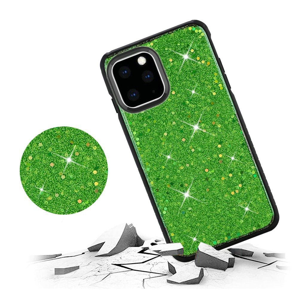 Slim Solid Color Hybrid With Full Frozen Crude Glitter Neon Green For Apple Iphone 11 Pro Max Cellphonecases Com