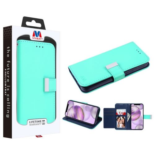 Apple iPhone 12 Pro Max 6.7 Wallet, MyBat MyJacket Wallet Case Xtra Series Teal Green / Dark Blue