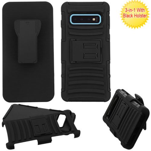 Samsung Galaxy S10 Case, Black Advanced Armor Stand Case Cover Combo With Holster