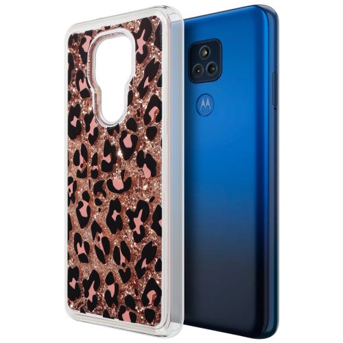 Motorola Moto G Play 2021 Case, Waterfall Liquid Sparkling Quicksand Tpu Case - Leopard