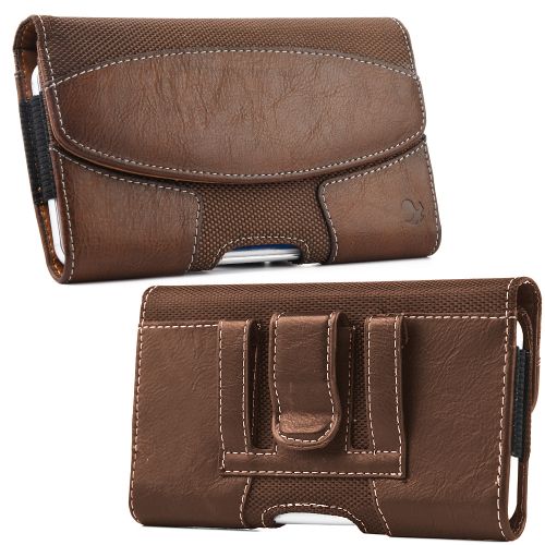 Luxmo Leather Belt Clip Pouch Holster Phone Holder Horizontal #19 Brown