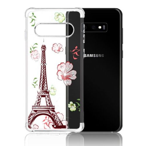 Samsung Galaxy S10 Case, Electroplating Silver/Eiffel Tower in the Season of Blooming Diamante Klarion TPU Case Cover