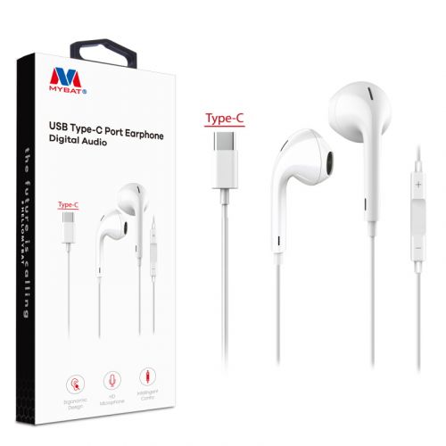 White USB Type-C Digital Audio Headphones Earphones Earbuds