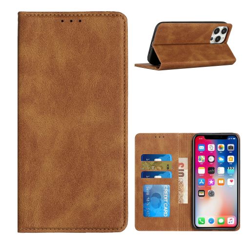 Motorola Moto Edge (2022) Wallet Premium PU Vegan Leather ID Card Money Holder with Magnetic Closure - Brown