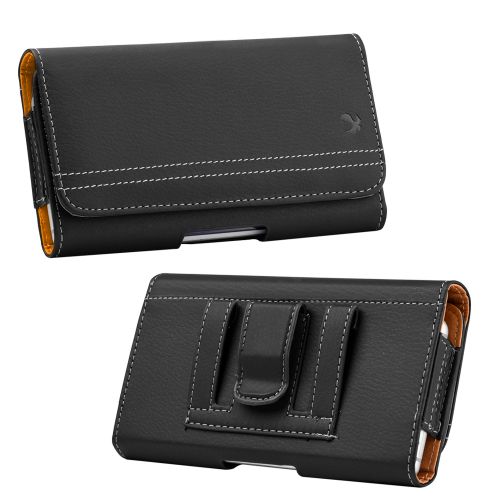 Luxmo Leather Belt Clip Pouch Holster Phone Holder Horizontal #20 Black