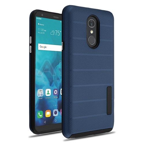 LG Stylo 4 Plus Case, Ink Blue Dots Textured/Black Fusion Case Cover