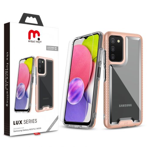 Samsung Galaxy A03s MyBat Pro Lux Series Case with Tempered Glass - Rose Gold