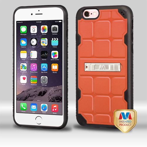 Apple iPhone 6S Plus Case, Natural Orange/Black DefyR Hybrid Case Cover (with Stand)