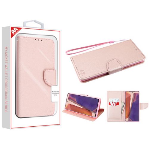 Samsung Galaxy Note 20 Wallet, Rose Gold Pattern/Rose Gold Liner MyJacket Wallet Case Crossgrain