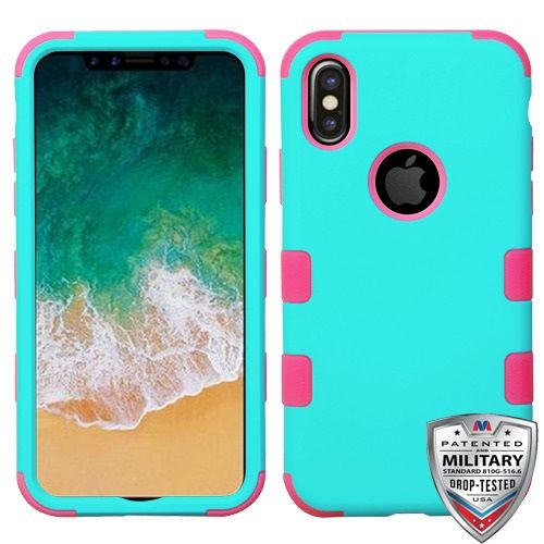 Apple iPhone X Case, Teal Green Pink TUFF Hybrid Case Cover [Military-Grade Certified]