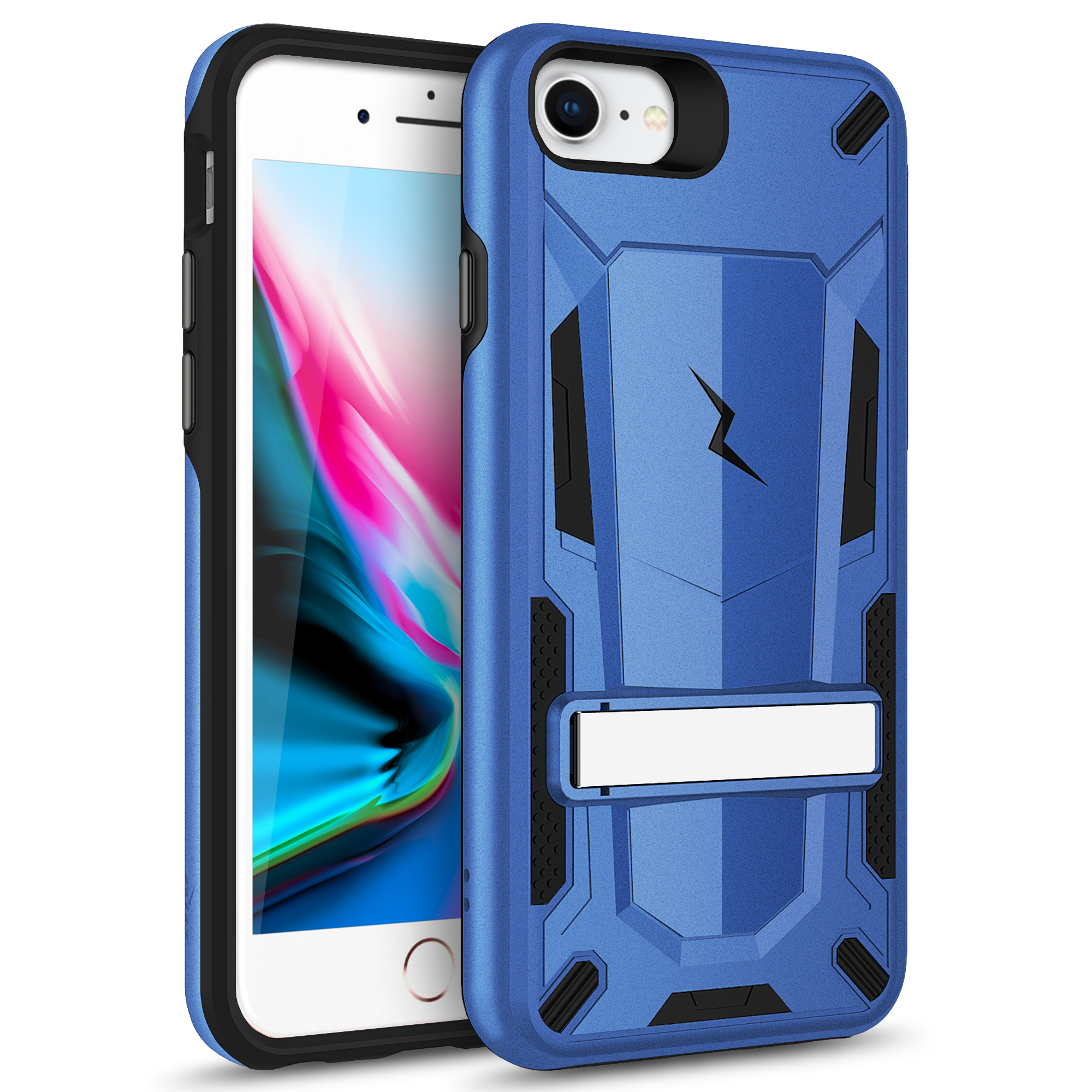 Apple Iphone Se Case Case Transformer Shockproof Rugged Hard Silicone Kickstand Case Blue Black Cellphonecases Com