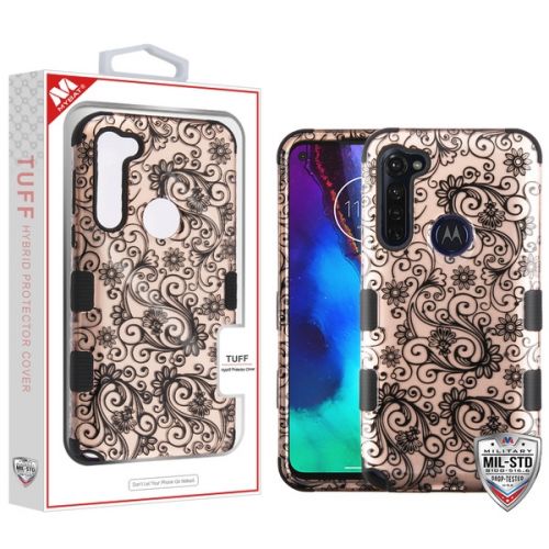 Motorola Moto G Power 2020 Case, Black Four-Leaf Clover Rose Gold TUFF Hybrid Case [Military-Grade Certified]