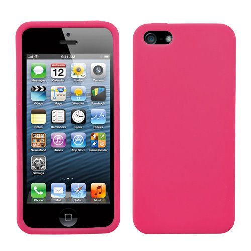 Apple iPhone 5 Case, Solid Skin Case Cover (Hot Pink)