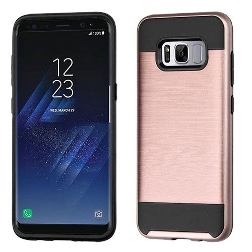 Samsung Galaxy S8 Plus Case, Rose Gold Brushed Hybrid Case Cover