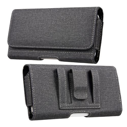 Luxmo Leather Belt Clip Pouch Holster Phone Holder With Dual Credit Card Slots Dark Knight