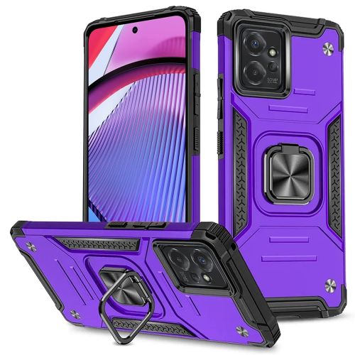 Motorola G POWER 5G (2023) Robust Magnetic Kickstand Hybrid Case Cover - Dark Purple
