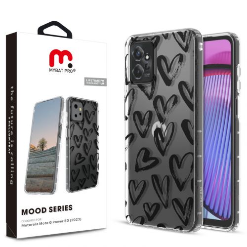 Motorola Moto G Power 5G (2023) Case, Motorola 2023 Moto G Power 5G MyBat Pro Mood Series Case - Black Hearts
