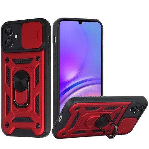 Samsung A05 ELITE Camera Push Magnetic Ring Stand Hybrid Case Cover - Red