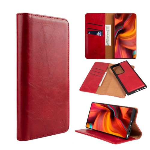 Samsung Galaxy S23 Ultra Case, The Luxury Gentleman Series 4 Magnetic Flip Leather Wallet Tpu Case - Red