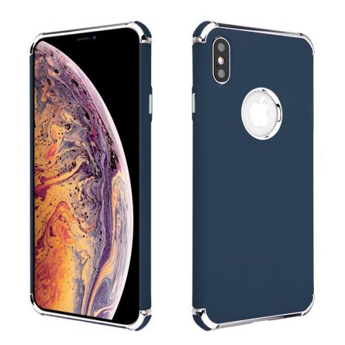 Apple iPhone XS Max Case, Electroplating Silver/Ink Blue Frosted Klarion TPU Case Cover