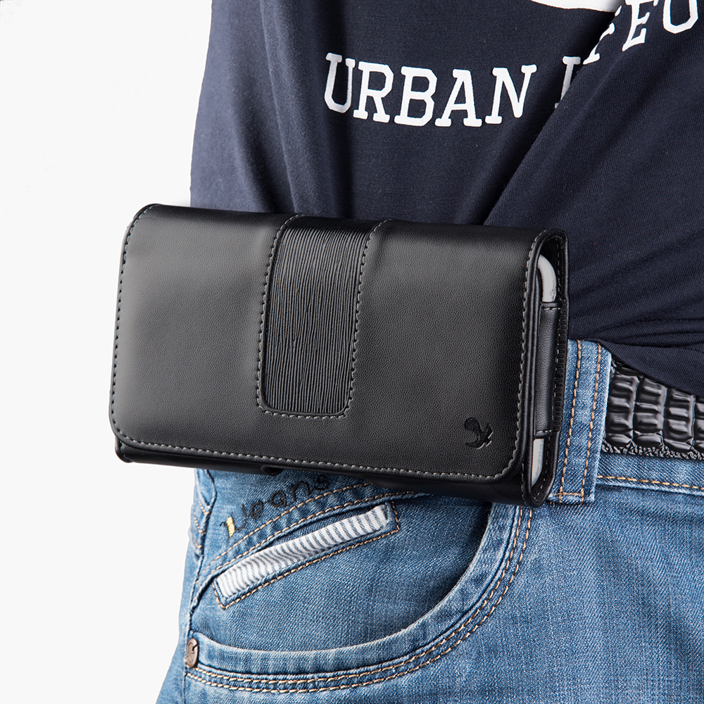 Luxmo Leather Belt Clip Pouch Holster Phone Holder Horizontal #12 Black ...