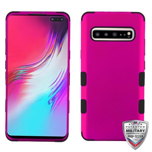 Samsung Galaxy S10 5G Case, Titanium Solid Hot Pink/Black TUFF Hybrid Case Cover [Military-Grade Certified]