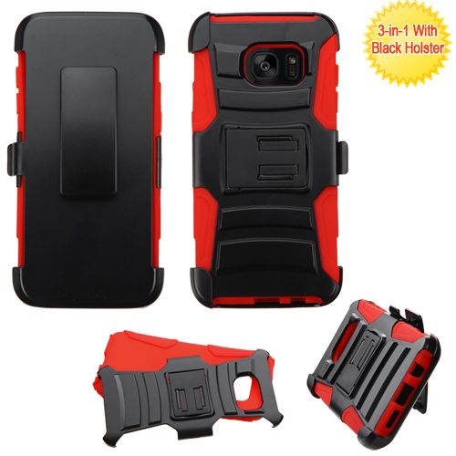 Samsung Galaxy S7 Edge Case, Red Advanced Armor Stand Case Cover Holster